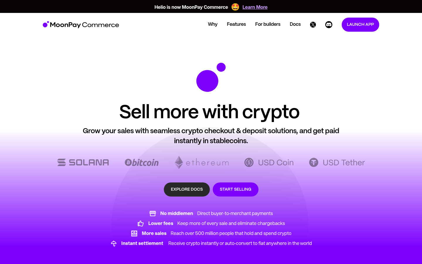 MoonPay Commerce homepage screenshot