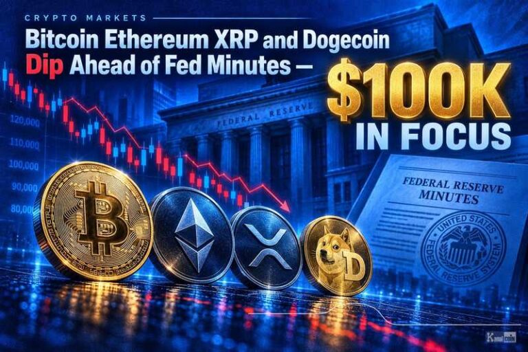 Bitcoin, Ethereum, XRP and Dogecoin Dip Ahead of Fed Minutes: $100K in Focus